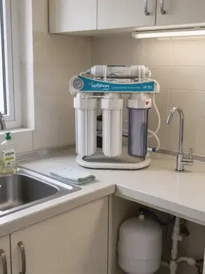 Osmoseur OPTIMAX 7 ST 75 GPD destiné à la filtration et au traitement de l’eau domestique.