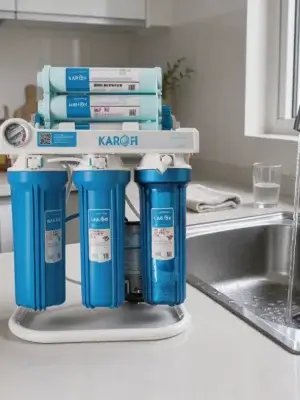 Système d’osmoseur KAROFI 10 ST 100 GPD avec plusieurs étapes de filtration pour l’eau domestique.