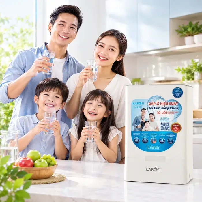Système de filtration KAROFI KAQ-U65 10 Étapes conçu pour le traitement et la purification de l’eau domestique.